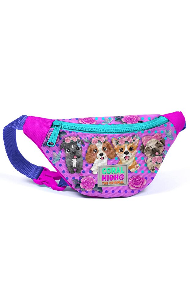 11502 Model Pink Dog Patterned Children's Waist Bag