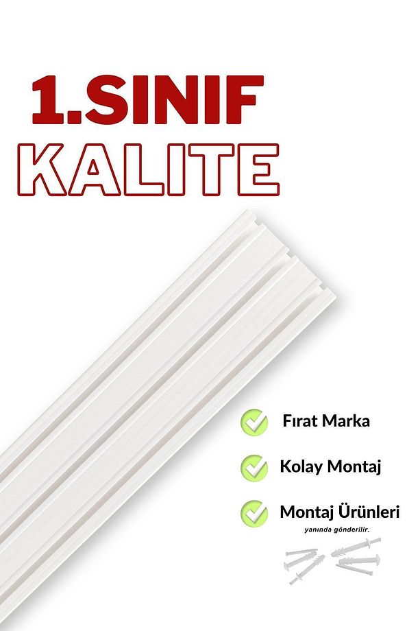 3 Raylı Korniş Perde Rayı 3 Metre Kaliteli Sağlam Ambalaj - 6