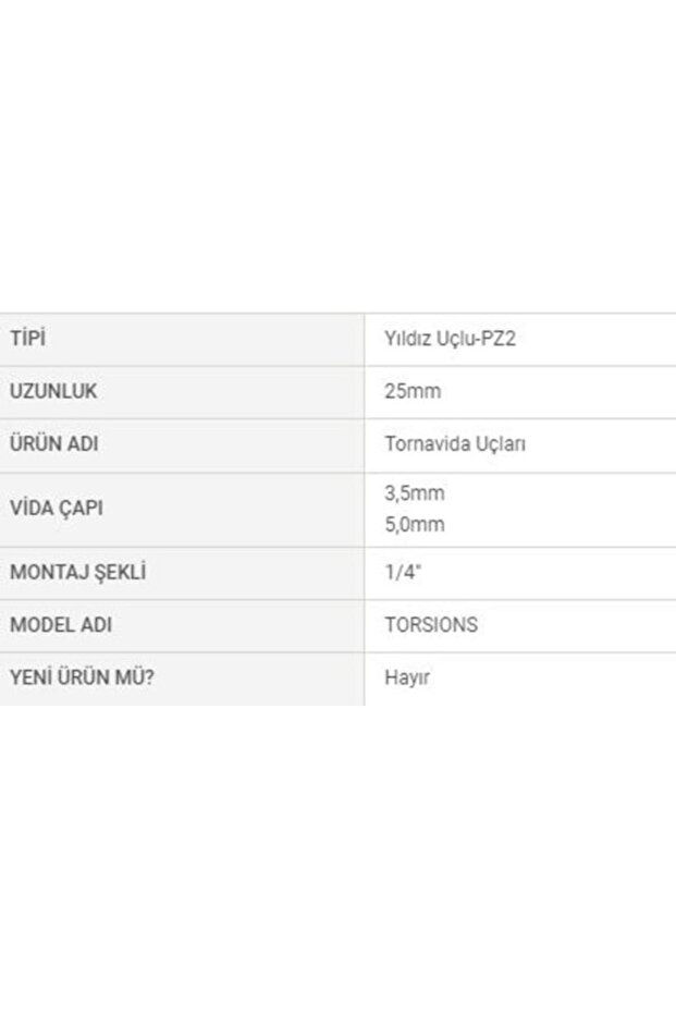 Tornavida Ucu Yıldız PZ2 25mm (Matkap için Bits Uç) - 2