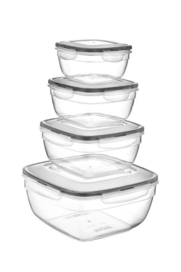 Fresh Box Storage Container Set 0.6lt+1lt+1.7lt+4.0 Lt 4-Piece Lc-305