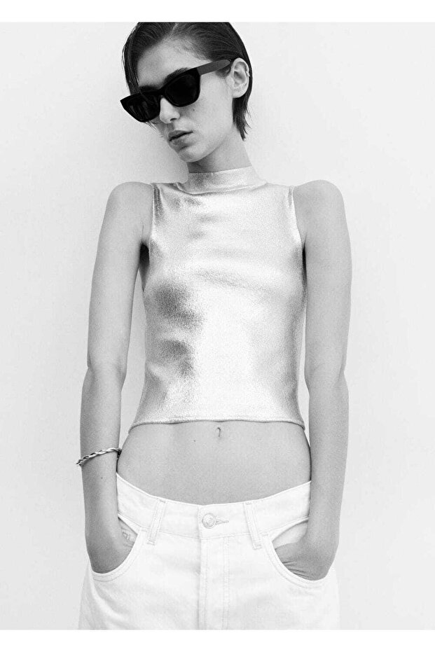 Metalik Örgü Bluz - 7