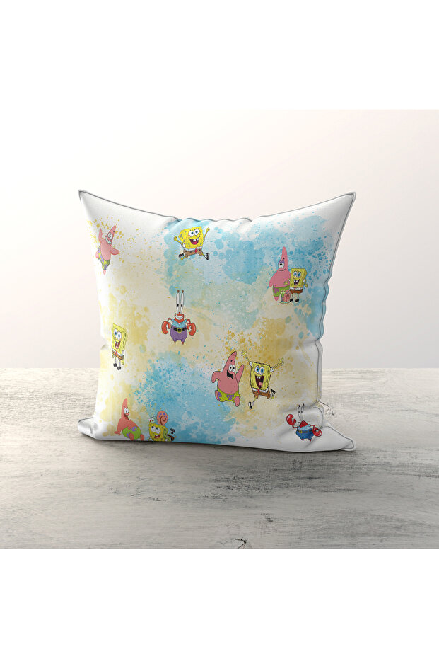 SpongeBob Patterned SpongeBob Patrick Children's Room 3-Piece Throw Pillow Cover TLAKR-313
