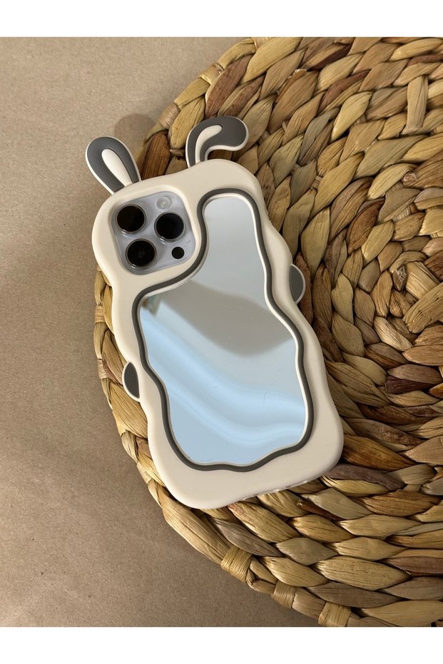 iPhone 14 Pro Max (6.7 Inch) Compatible Rabbit Ear Detail and Mirror Soft Dough Silicone Luxury Case