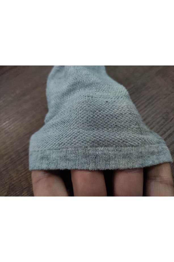 3 Çift Altı Kaydırmaz Baskılı Pamuklu Tavaf Çorabı Üstü File Örgülü - 4