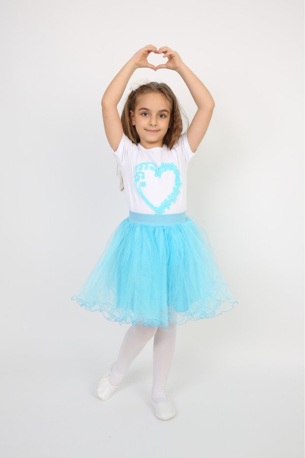 Girl's Suit Patterned Badi Classic Tutu Skirt April 23 Show Outfit Costume Yellow Turquoise Cobalt Blue