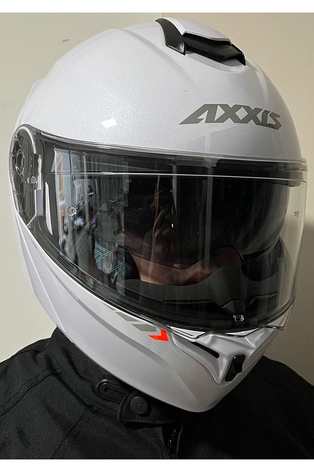 STORM SV SOLID A0 GLOSS PEARL WHITE ÇENE AÇILIR MOTOSİKLET KASKI - 4