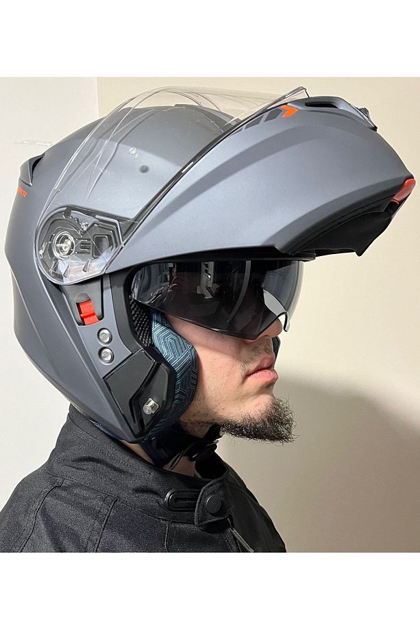 STORM SV SOLID A2 MATT TITANIUM ÇENE AÇILIR MOTOSİKLET KASKI - 3