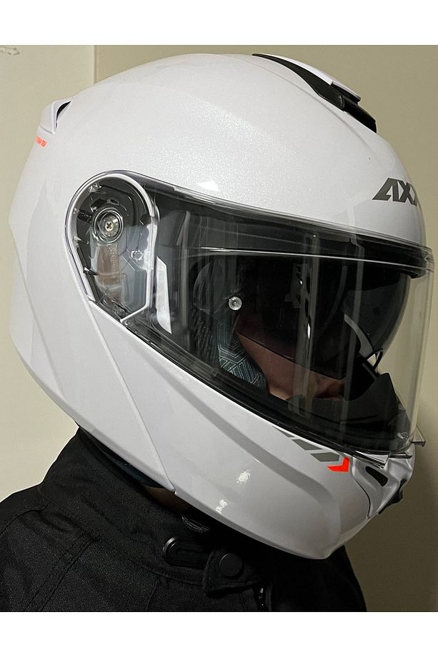 STORM SV SOLID A0 GLOSS PEARL WHITE ÇENE AÇILIR MOTOSİKLET KASKI - 3