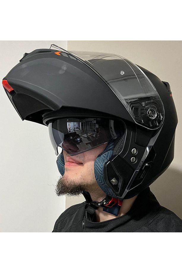 STORM SV SOLID A1 MATT BLACK ÇENE AÇILIR MOTOSİKLET KASKI - 1