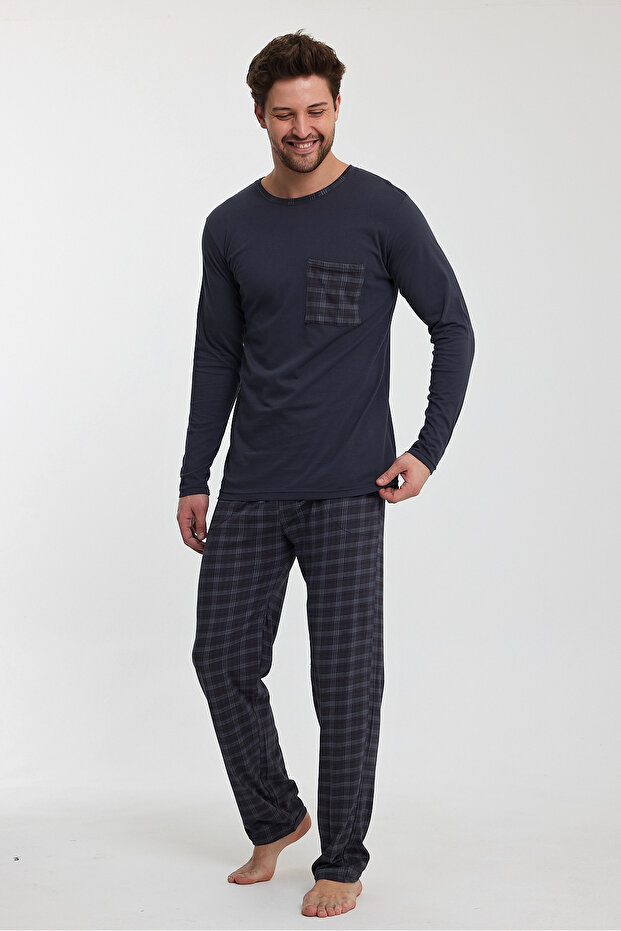 Bayram Men's Pajama Set, Pocket Detail Pieces, 100% Cotton Pieces, Dowry Set, Groom's Set