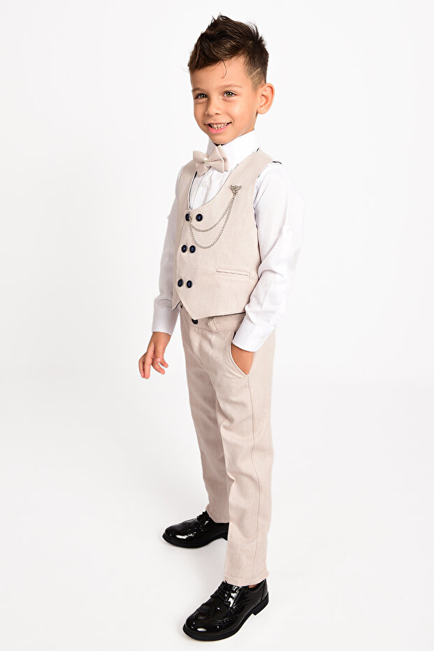 Boy's Vest Chain Bow Tie Suit