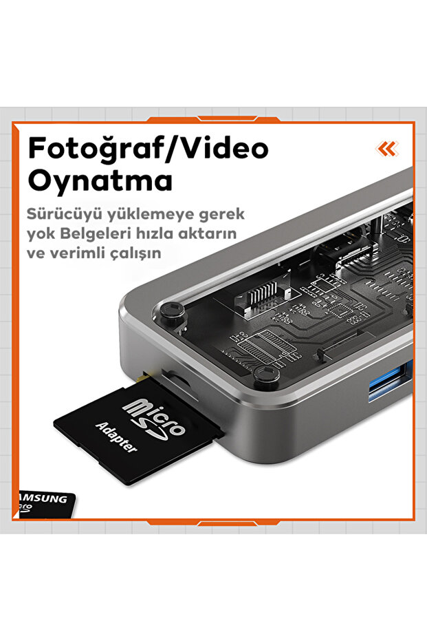 8in1 Type-c To USB3.0 + USB2.0 + Type-c + PD + HDMI + SD + TF + Ethernet Çoğaltıcı Tra - 5
