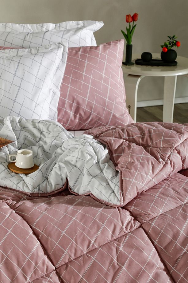 Easy Cotton Glimmer Comforter Set Tek Kişilik - Gül Kurusu - 3