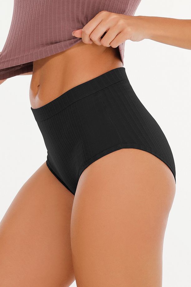 Kadın Fitilli Model Pamuklu Soft Renkler Yüksek Bel 5'li Külot - 5