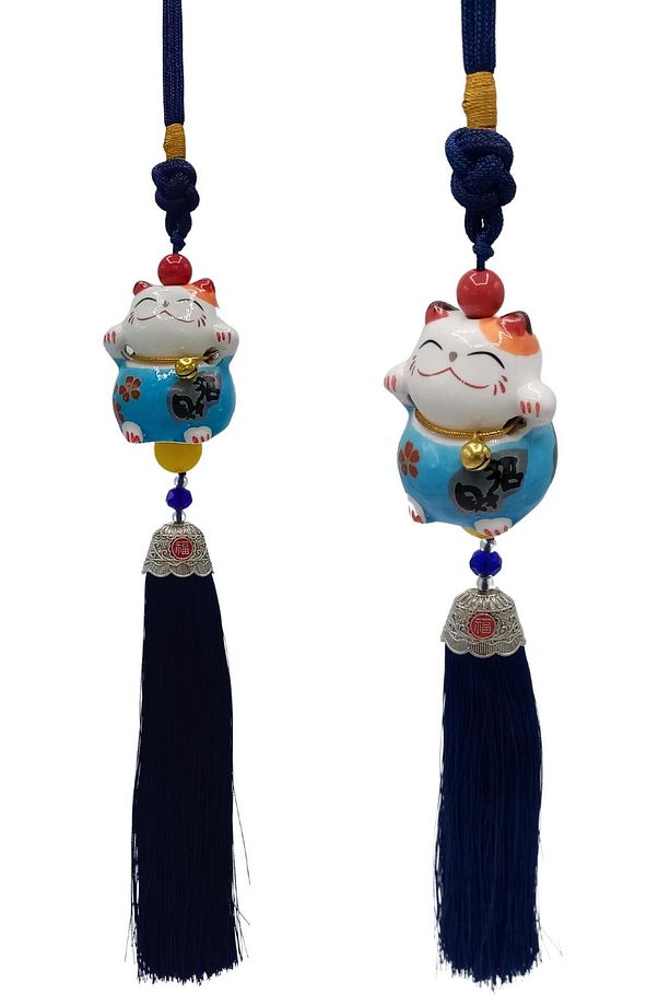 Feng Shui Maneki Neko Şans Kedisi Mavi No.1 - 4