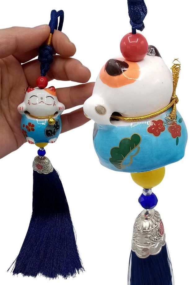 Feng Shui Maneki Neko Şans Kedisi Mavi No.1 - 6
