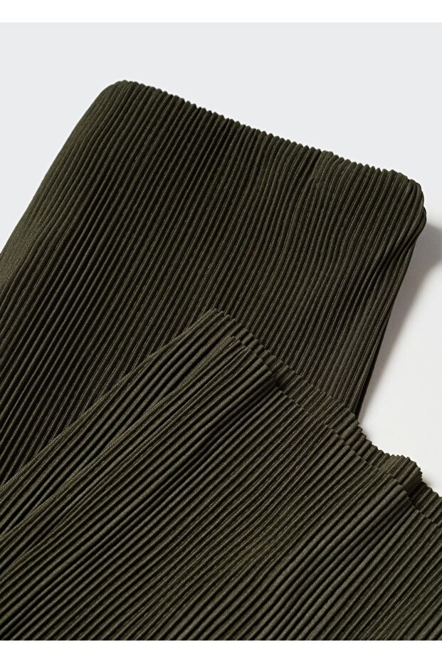 Pileli Düz Pantolon - 5