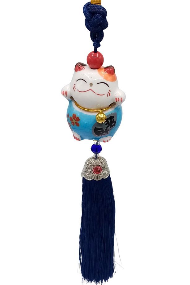 Feng Shui Maneki Neko Şans Kedisi Mavi No.1 - 3