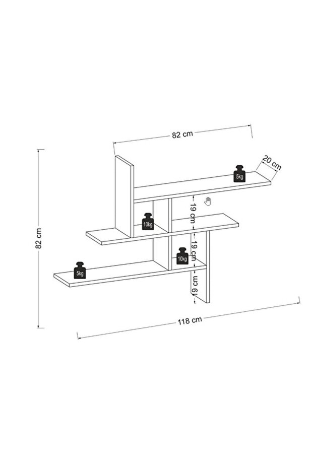 GERMEN Duvar Rafı Antrasit - 5