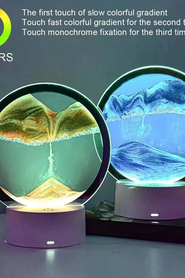 3D hareketli kum sanat resmi yuvarlak cam derin deniz Sandscape kum saati USB Kablolu Sadece - 1