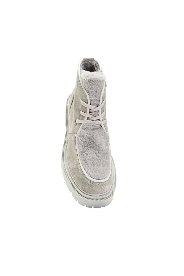 Gri Kadın Deri Bot - 3