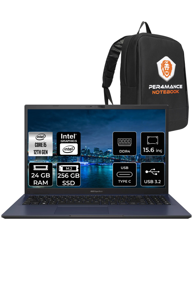 ExperBook B1502CBA i5 1235U 24GB RAM 256GB SSD 15.6" FHD FDOS BQ0254 & PER4 ÇANTA - 1
