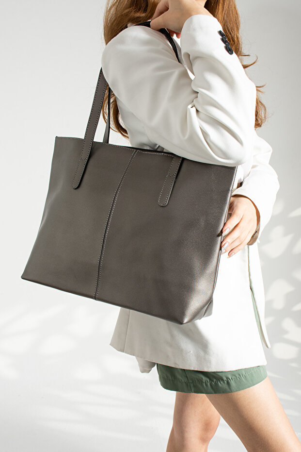 Women's Lacoste Leather 2-Handle Zippered Large Size School Bag, Shoulder Bag, Handbag, Laptop Bag