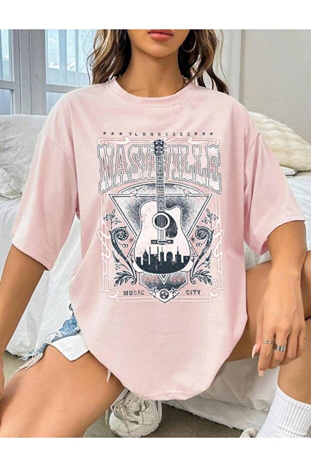 Women's Music City Printed Oversize T-shirt