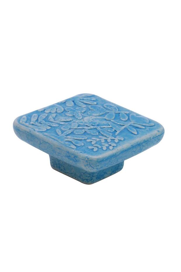 Porcelain Furniture-Handle-Cabinet-Drawer-Furniture Kitchen-Sprout Button-Turquoise-Blue-Stk0114