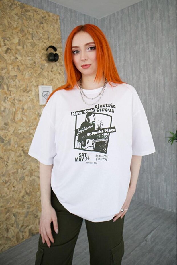 Electric Circus Detail Unisex Oversize Fit T-Shirt
