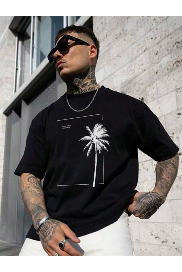 MEN'S GOOD WIBES Printed Oversize T-shirt