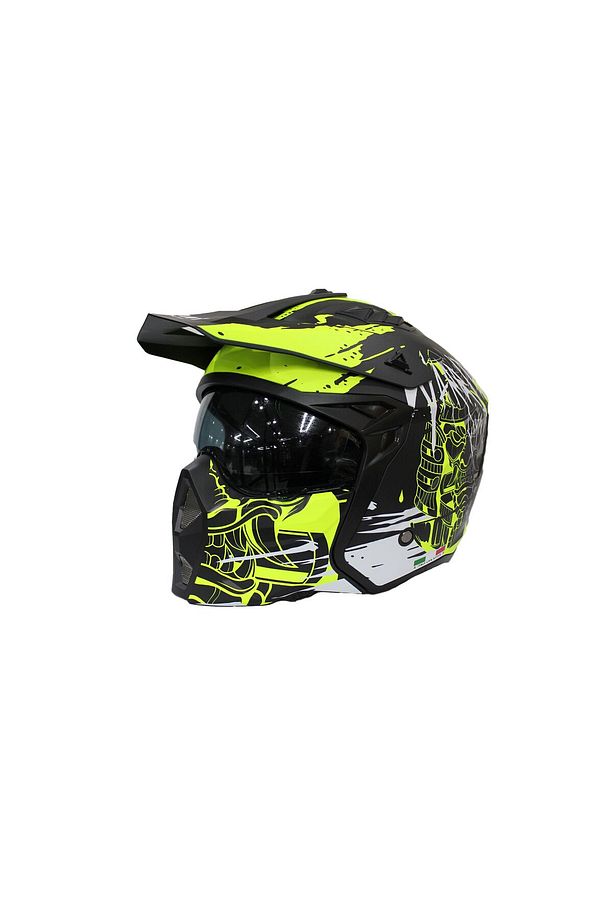 X1-X SEUL ÇENE ÇIKARILIR MATT WARRİOR BLACK YELLOW WHİTE MODÜLER MOTOSİKLET KASK - 2