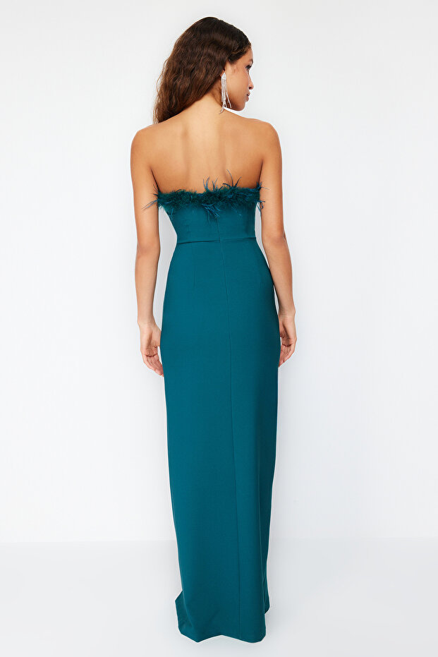 Smaragdově zelené tkané večerní šaty na tělo s Otrish TPRSS22AE0095 - 6