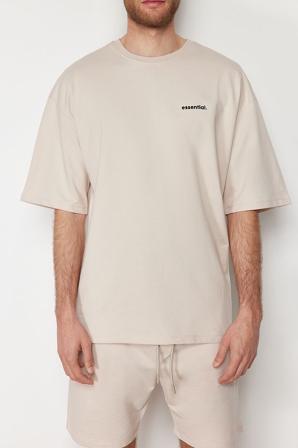 Taş Eşofman Takımı Oversize Yazı Baskılı %100 Pamuklu TMNSS24EM00003 - 5