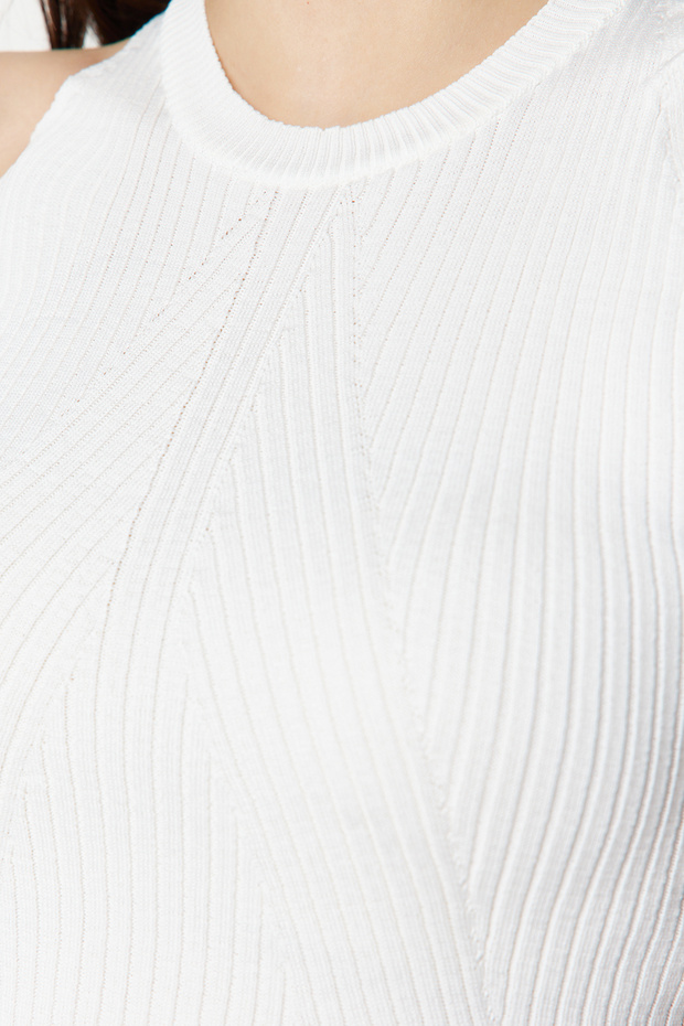 Ecrufarbene Neckholder-Basic-Strickbluse TWOSS24BZ00247 - 5