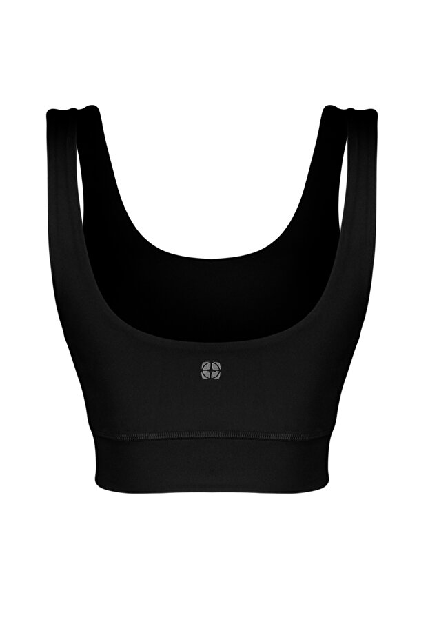 Siyah Fırçalı Soft Kumaş Destekli/Şekillendirici Kalın Askılı Örme Spor Sütyeni THMSS24SS00008 - 8