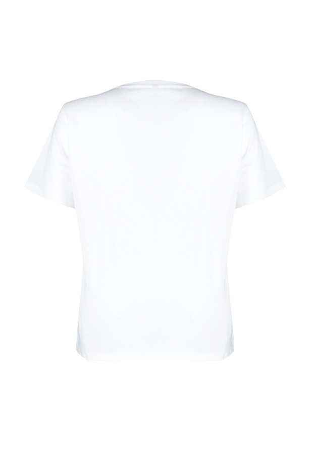 Beyaz Boyfriend Fit Yanda Çıt Çıt Detaylı %100 Pamuk Örme Büyük Beden T-shirt TBBSS24BF00000 - 8