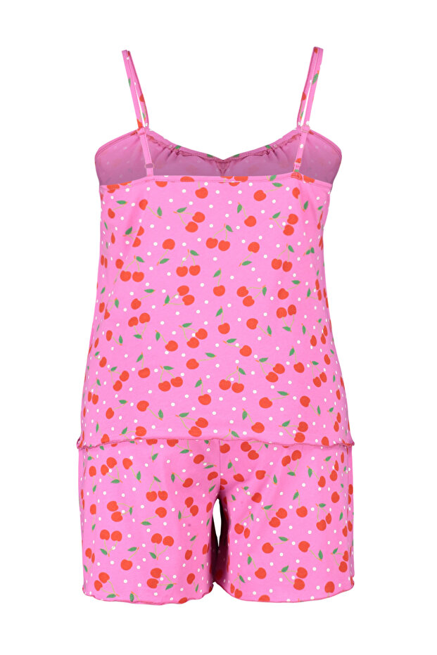Çok Renkli  Kiraz Desenli Örme Pijama Takımı TBBSS24AI00036 - 8
