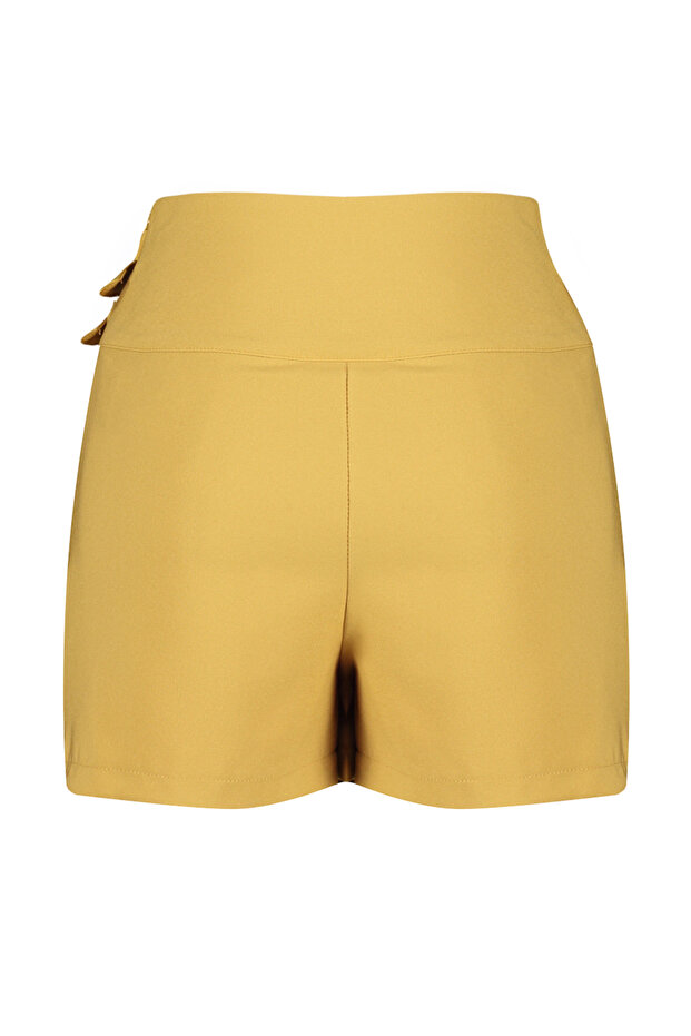 Camel Toka Detaylı Pileli Dokuma Şort Etek TWOSS24SR00044 - 8