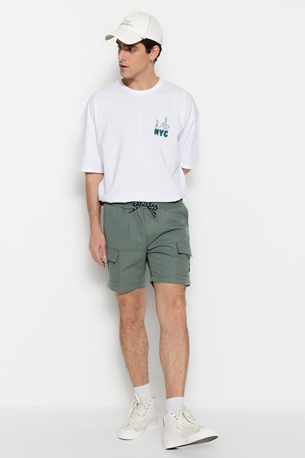 Haki Regular Fit Etiket Detaylı Şort TMNSS23SR00075 - 2