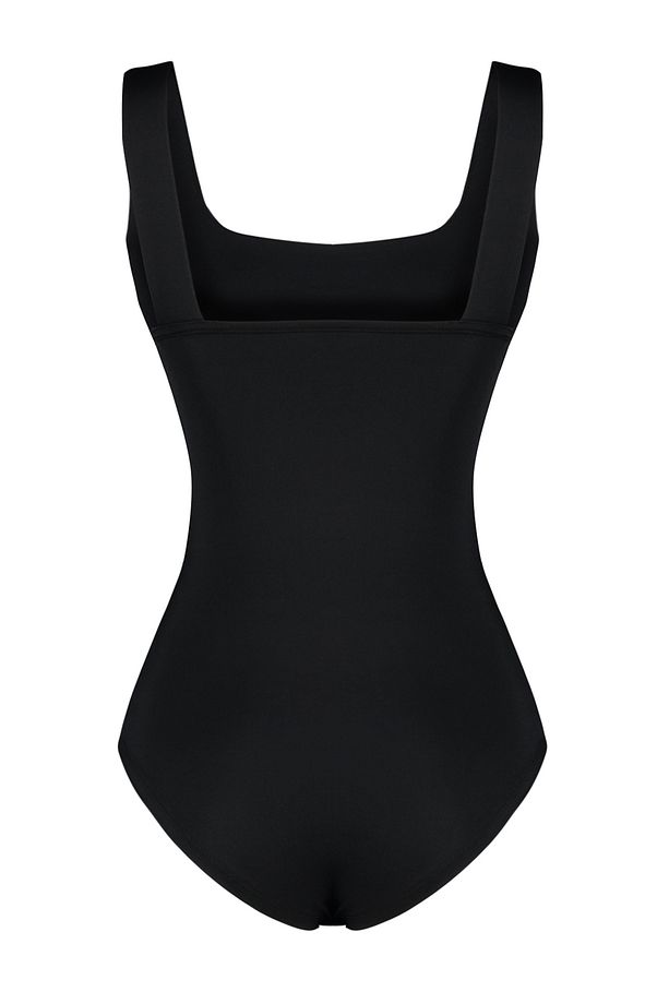 Siyah Fitted/Vücuda Oturan Sırtı Detaylı Kare Yaka Çıtçıtlı Esnek Örme Body TWOSS24BD00026 - 8