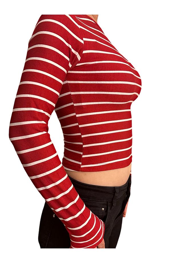 Bisiklet Yaka Basic Uzun Kollu vücudu saran fitted body yumuşak kumaş soft touch bluz - 3