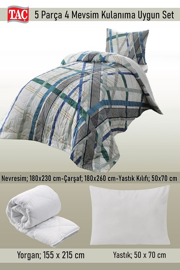 Fisher Tek Kişilik Complete Set 4 Mevsim Kullanıma Uygun Set - 5 Parça Uyku Seti - 2