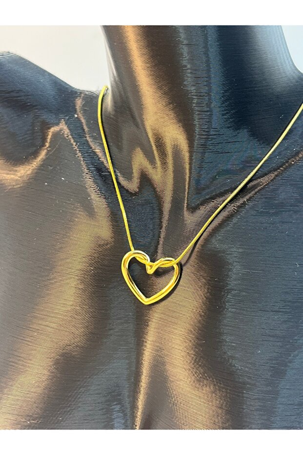 Heart Detailed Steel Necklace (Golden and Silver Colors)