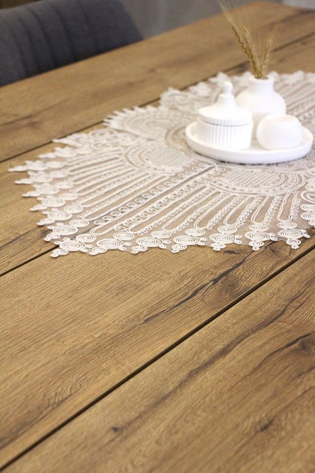 Dantel Örme  Detay Masa Runner Fiskos Örtüsü 110x35 cm 05-Sivridntl - 2