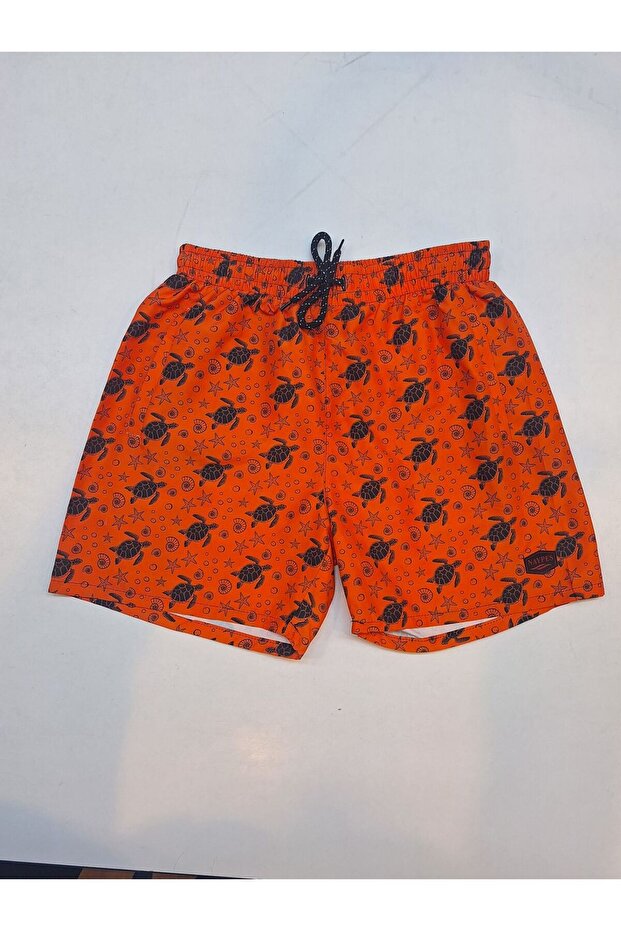 Men's Orange Underwater Themed Swim Shorts