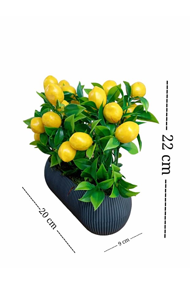 Limon Arajmanı Yatay saksıda limon tezgah üstü masaüstü dekoratif yapay çiçek - 3