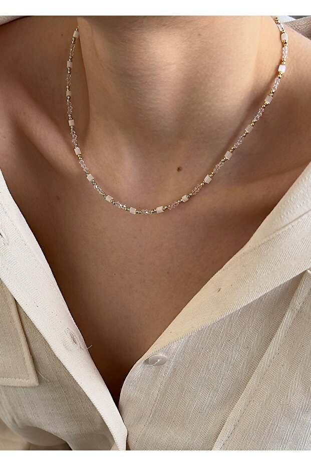 Cube crystal female design necklace