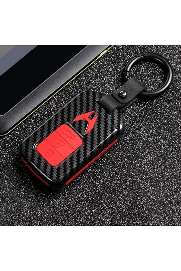 Honda Civic-Accord-Crv City Carbon Red - Black Key Case with Start Stop Model (3 KEYS)