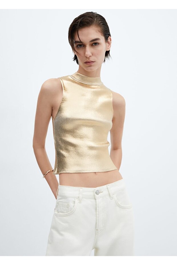 Metalik Örgü Bluz - 1
